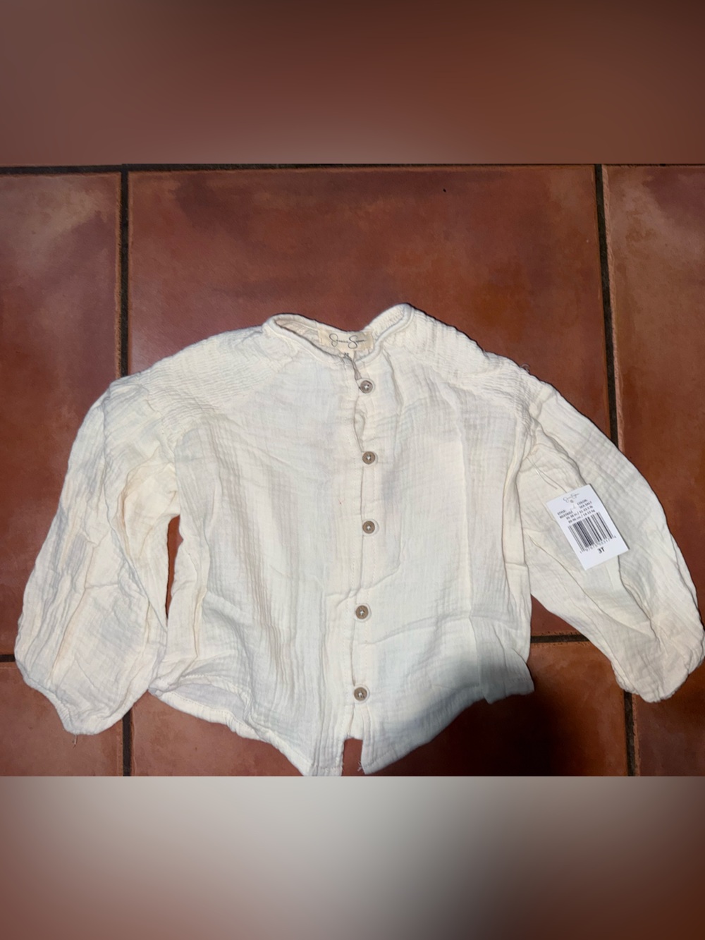 Jessica Simpson Cream Button-Front Gauze Kids Top